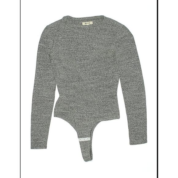 Madewell XL Turtleneck Bodysuit Long Sleeve Gray 3 Snaps Thong NEW extra largE - Picture 1 of 3